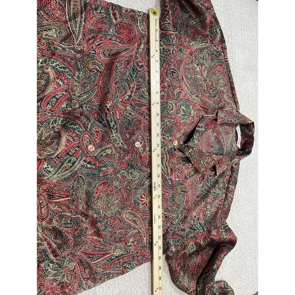 Victoria's Secret Vintage 90's Red Green Gold Paisley Night Shirt Size M - Picture 10 of 13